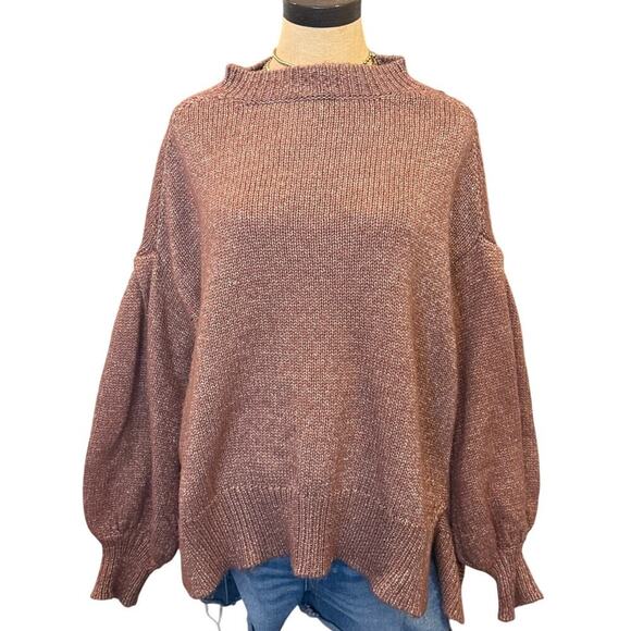 Ava + VIV Sweaters - AVA + VIV Sparkle Sweater Puff Sleeve size 2X XXL Rust Orange Brown